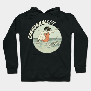 Vintage swimming image of woman doing a cannonball Hoodie